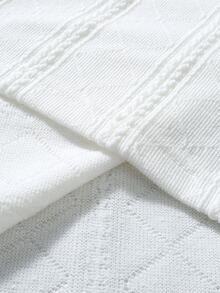 Manfinity Homme 韓式休閒男士拉鍊 Polo 衫，直條紋壓紋提花對比飾邊，百搭短袖，適合年輕與中年男性 - 白色 - 查看 7