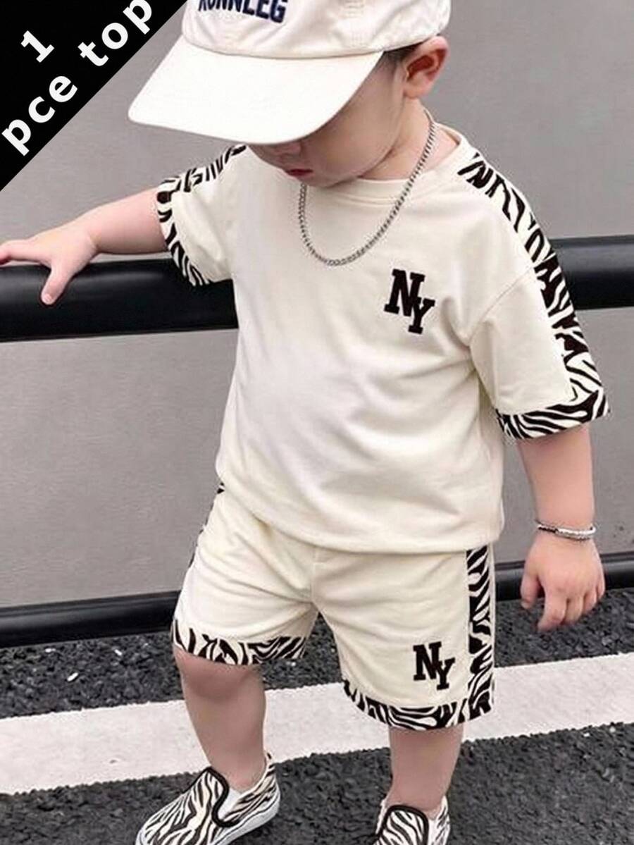 Young Boy Short Sleeve T-Shirt, Casual Minimalist, Suitable For Summer, Cartoon Pattern Kids - Multicolor - View 1