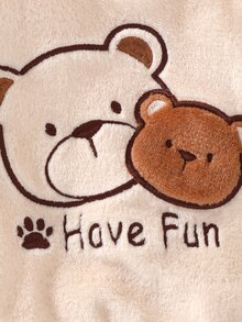 SHEIN 嬰兒/幼兒秋冬保暖內裡刺繡圓領長袖運動衫 - 杏色 - 查看 4