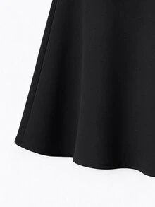 Juhart Plus Size Autumn/Winter Commuter Napoleon Style A-Line Skirt - Black - View 5