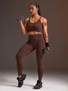 Powerista Women's Solid Color Casual Daily Sports Bra - Brown - View 6