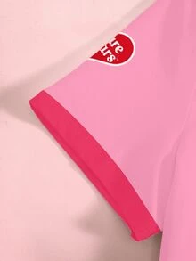SHEIN X Care Bears 女款卡通印花拼色休閒日常短袖T恤 - 白色 - 查看 4