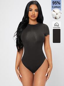 SHEIN PETITE 純色修身連身衣，適合嬌小女性 - 深灰色 - 查看 9