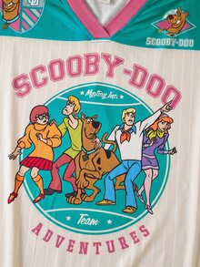 SCOOBY-DOO X SHEIN 女款可愛卡通印花短袖T恤 - 綠色 - 查看 3