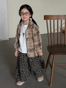 DAZY Young Girl Leopard Print Loose Lantern Pants With Elastic Waist Design - Brown - View 9
