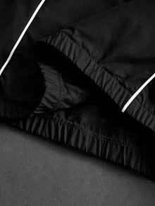 Manfinity EMRG Men's Classic H-Logo Striped Zipper Half-Placket Long Sleeve Jacket - Black - View 6
