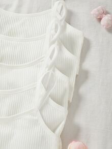 Tween Girl Ribbed Simple Comfortable Training Bras 5pcs/Pack - White - View 8