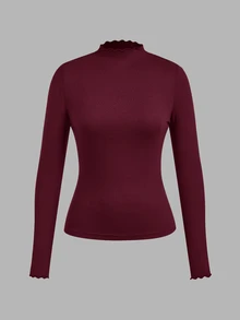 SHEIN EZwear 女款素色小立領長袖百搭休閒T恤（3件組） - 彩色 - 查看 7