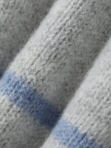 DAZY Sweater Lengan Panjang Berkerah Motif Garis-garis Warna Blok untuk Bayi/Balita (Laki-laki) Musim Gugur/Dingin - Grey - View 8