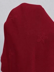 SHEIN LUNE 大尺碼女款度假休閒純色鏤空刺繡上衣 夏季度假婚禮季新款沙灘上衣 秋季 - 玫瑰紅 - 查看 6