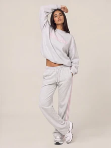 SHEIN BAE Women's Colorblock Casual Daily Travel Sports Long Pants - Light Grey - View 4