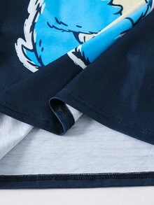 SHEIN Tween Boy Letter Cartoon Print Long Sleeve Top And Pants Loungewear - Multicolor - View 6