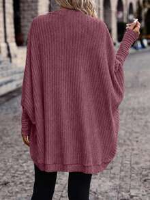 SHEIN Frenchy 女款純色休閒百搭日常外出辦公夜場合開襟外套 秋季 酒紅/波爾多紅 - 中紫紅色 - 查看 2