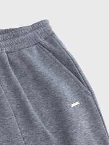 SWAVVY Men's Spring/Autumn Casual Loose Long Pants, Standard Size, Grey With Reflective Panel Patchwork - Dark Grey - View 2