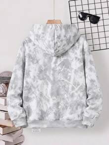 Tween Boy Casual Minimalist Loose Comfortable Long Sleeve Hooded Sweatshirt With Cartoon Pattern, Suitable For Autumn/Winter - Multicolor - View 2