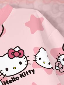 HELLO KITTY AND FRIENDS | SHEIN طقم ملابس كاجوال يومي للبنات الصغيرات، بلوزة رياضية بأكمام طويلة وبنطال رياضي بطبعة كرتونية - أبيض - مشاهدة 8