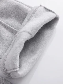 SHEIN 青少年女孩休閒端莊百搭街頭風口袋寬鬆寬腿拼接撞色雙腰頭秋冬運動長褲 灰色 - 淺灰色 - 查看 4