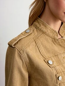 Willow Rêve Jaket Denim Napoleon Khaki Wanita - Khaki - View 7