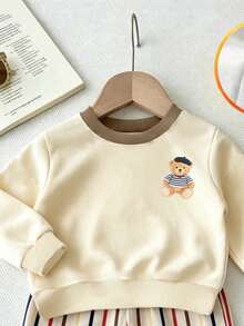 2 Pieces Boys' Sweatshirt Set,Cute Bear Print , Long Sleeves, Round Neck, Comfortable , US Autumn Style, Festivals, Gifts - Multicolor - View 3