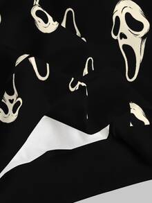 ROMWE Dark Little Devil Gothic Halloween Hooded Loose Fit Graphic Print Women's Sweatshirt - Black - View 5