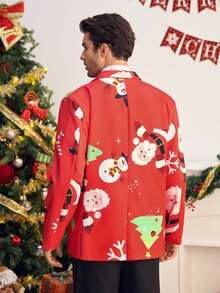 AKNOTIC Men's Cartoon Print Casual Daily Wear Blazer - Red - View 7