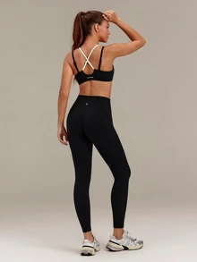 GLOWMODE Seamless Sun Chaser Mock 2-In-1 Sports Bra With Ruched Bust Push-Up Design & Removable Cups Low Impact Yoga Pilates Studio Active Wear - Black - View 8