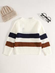 Cozy Pixies Young Boys Sweaters Autumn/Winter Thick Striped Knitted Pullover Sweater Long Sleeve Embroidered - Multicolor - View 3