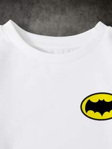 BATMAN X SHEIN Young Boy Bat Pattern Casual Daily Long Sleeve Sweatshirt - White - View 3
