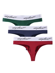 Liftille Men's Letter Waistband Casual Thong Underwear (3-Pack) - Multicolor - View 2