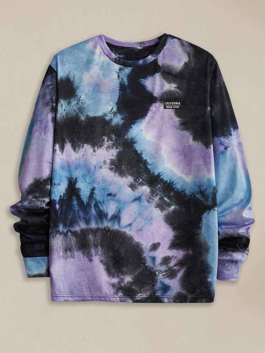 EASEVO Men Plus Size Tie Dye Long Sleeve T-Shirt, Fall, Vacation, Father's Day Gifts, Football - Multicolor - View 1