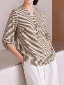 Yumoku 秋季女款上衣萬聖節女裝秋季女裝襯衫秋季女款襯衫女上衣秋季女裝外出上衣女款襯衫 - 咖啡棕 - 查看 6
