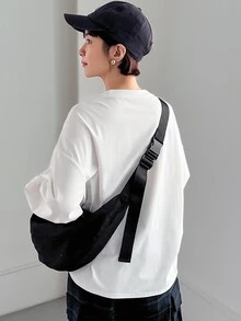 FRIFUL Women's Solid Color Casual Versatile Daily Long Sleeve T-Shirt Everyday White - White - View 2