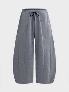 SWAVVY Men's Spring/Autumn Casual Loose Long Pants, Standard Size, Grey With Reflective Panel Patchwork - Dark Grey - View 5
