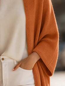 SHEIN 女款素色休閒百搭日常外出開襟衫 - 亮橙色 - 查看 6