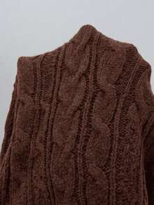 Juhart Plus Size Women's Solid Color Casual Versatile Daily Wear Cardigan - Brown - View 5