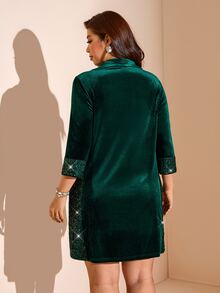 Comfylo Plus Size Women's Shiny Casual Party Summer Dress - Green - View 2