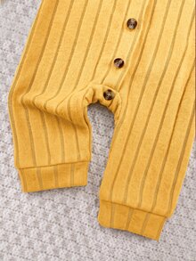 SHEIN 新生兒嬰兒卡通圖案休閒日常居家長袖連身長褲睡衣 - 黃色 - 查看 7