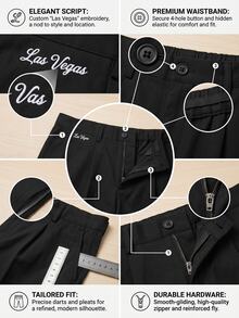 Manfinity Homme Men's Casual Button Pocket Business Trousers For Office - Black - View 3