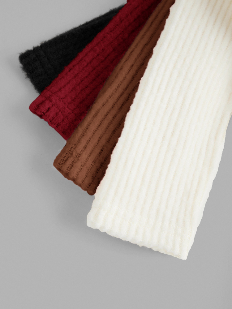 4pcs/Set Tween Girls' Turtleneck Kids Ribbed Knit Casual Long Sleeve T-Shirts - Multicolor - View 3