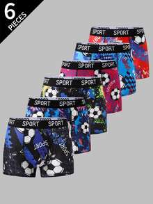 SHEIN 6PCS Tween Boys Trunks - Multicolor - View 1