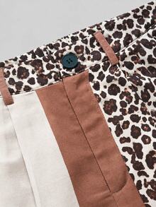 LUMIGAL Premium Casual Commuter Loose Leopard Print Pants With Belt - Multicolor - View 7
