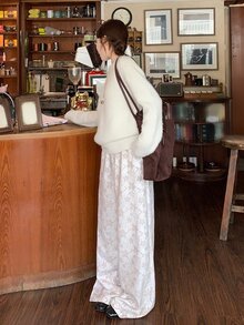 DAZY Women's Jacquard Wide Leg Loose Casual Long Pants - Beige - View 11