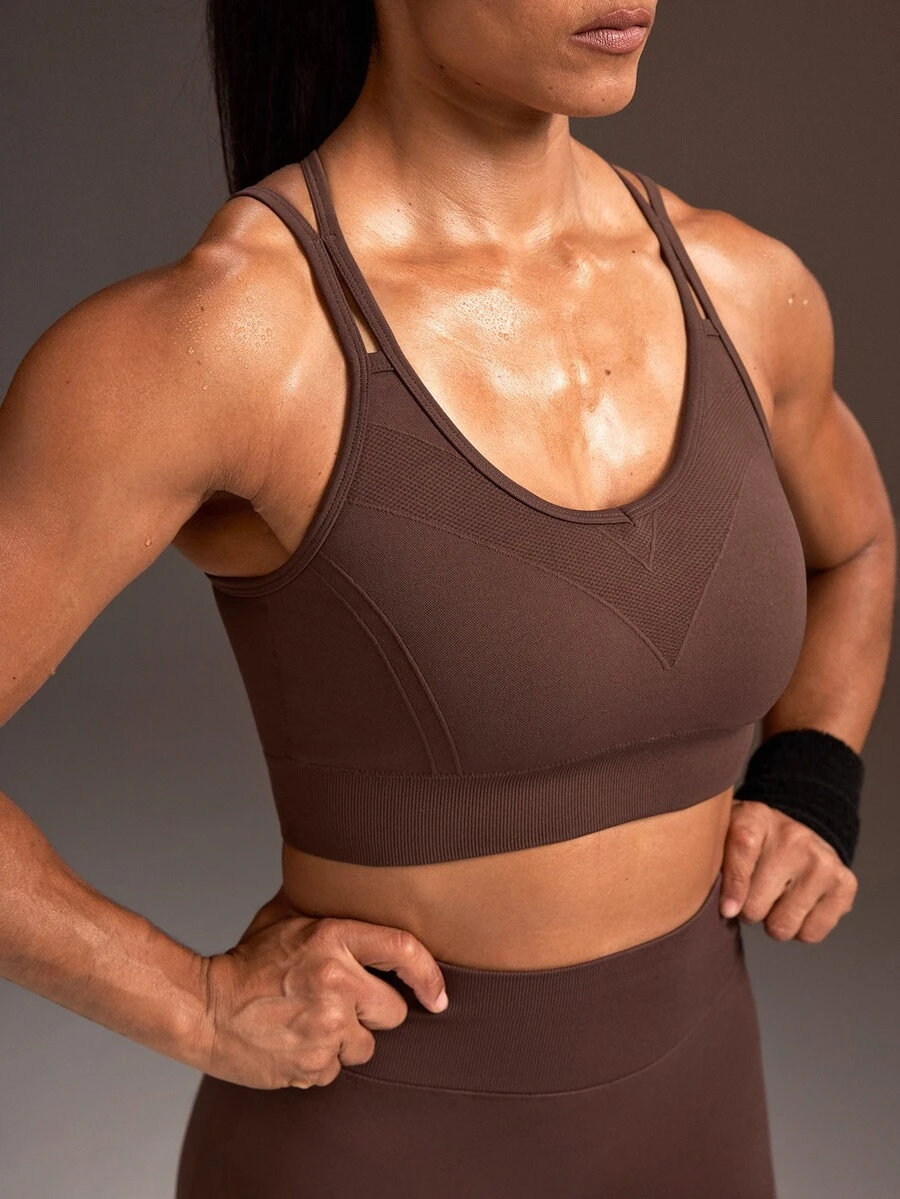 Powerista Women's Solid Color Casual Daily Sports Bra - Brown - View 1