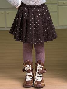 Dazy Kids (Gadis Muda) Rok Pendek Lipit Motif Polkadot yang Lucu - Hitam - View 8