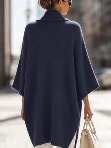 SHEIN 女款素色休閒百搭日常開襟衫 - 藏蓝色 - 查看 2