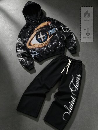 Ensemble 2 pièces sweat-shirt et pantalon large assorti pour couple, nouvelle mode automne/hiver 2026, streetwear épais et chaud, tenue décontractée pour hommes et femmes