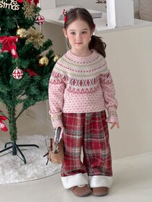 DAZY Infant/Toddler (Girl) Round Neck Korean Style Long Sleeve Autumn/Winter Sweater - Pink - View 7