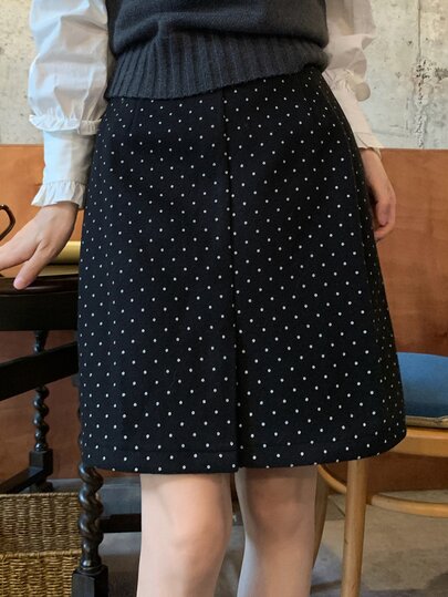 DAZY Women's Polka Dot Casual Versatile Skirt