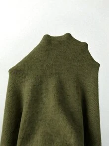 SHEIN 女款抽繩連帽針織開襟外套，秋季鈕扣前襟休閒毛衣 - 軍綠色 - 查看 5