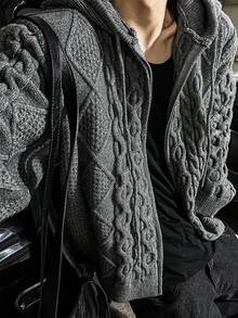 SWAVVY 男士純色休閒百搭日常穿著連帽衛衣 - 深灰色 - 查看 1
